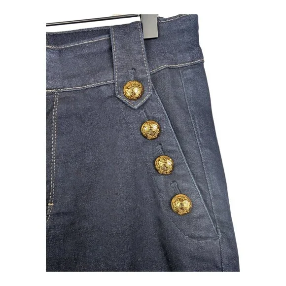White House Black Market | High-Rise Mariner Wide-Leg Dark Wash Jeans | 10 - Picture 7 of 16